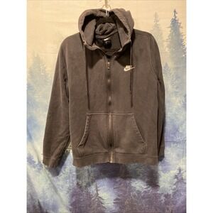 Nike Hoodie Sweatshirt Full Zip Men Large L Black Retro Logo Black Label